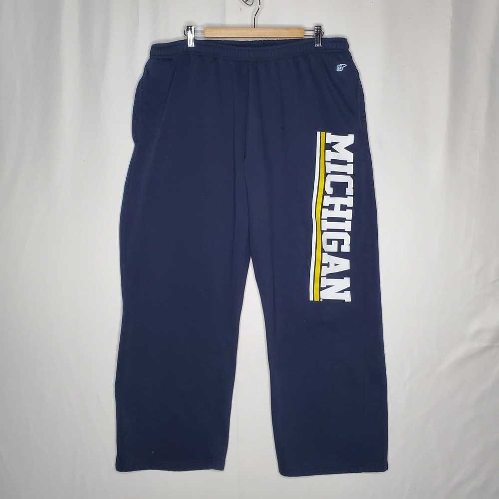 Mens Michigan Wolverines Maize Blue‎ Sweatpants Athletic Logo Size 2XL
